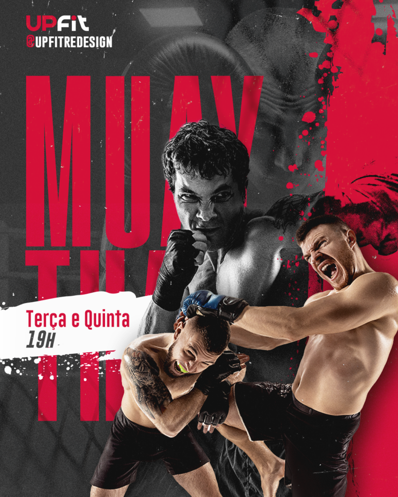 Criativo para midia social para divulgação de aulas de muay thai.